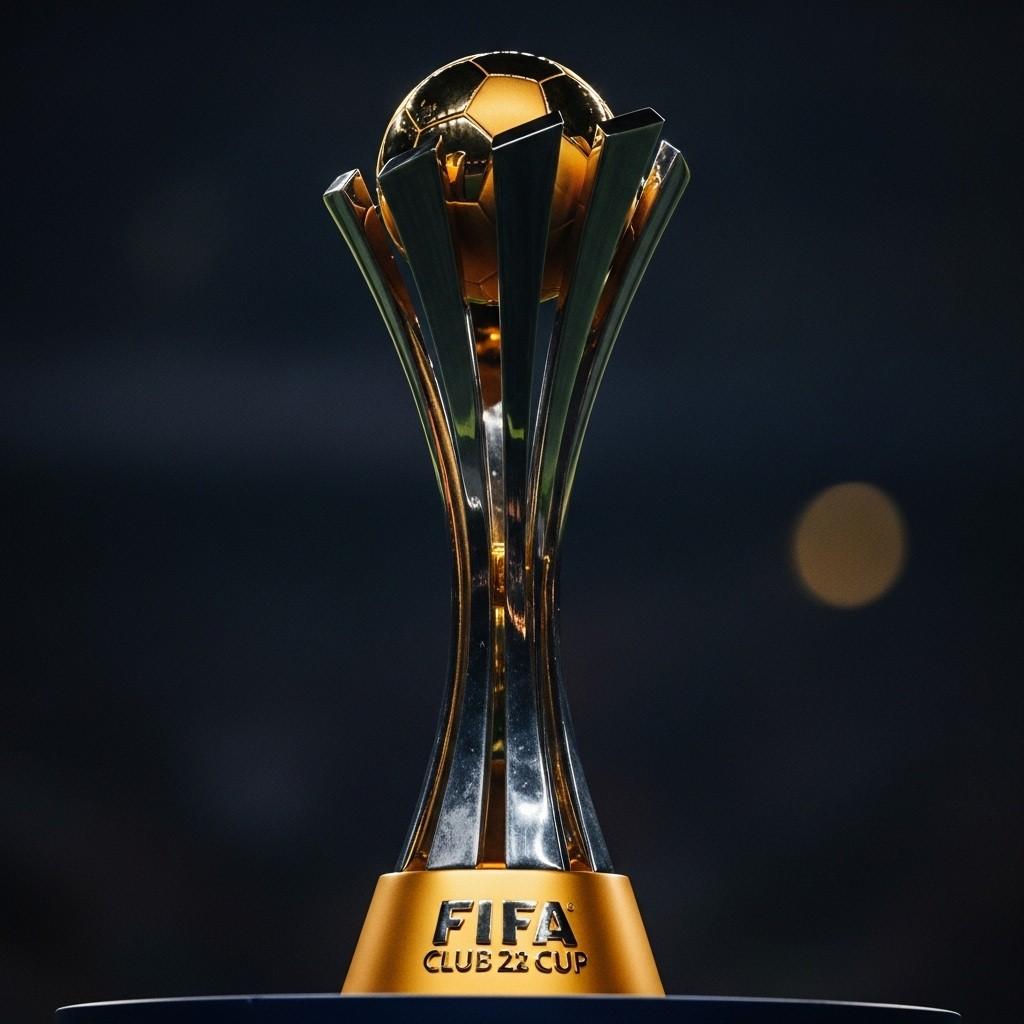The gleaming FIFA Club World Cup trophy