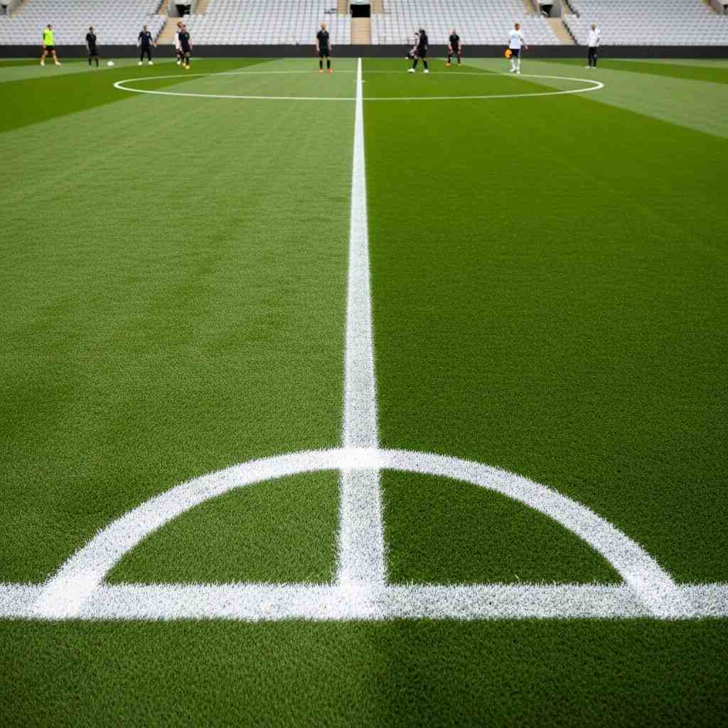 Football pitch with white lines indicating strategic zones