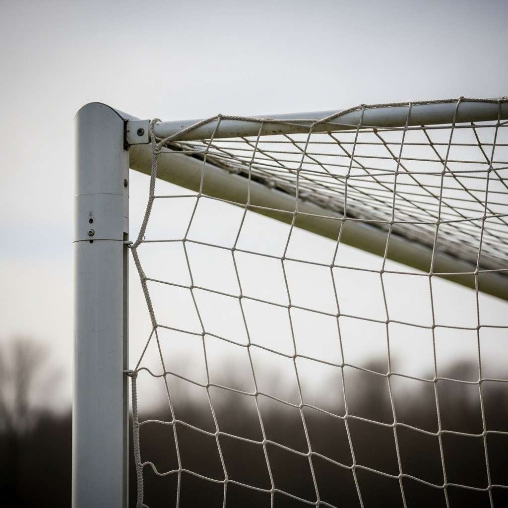 Close-up of a football goalpost against a clear sky