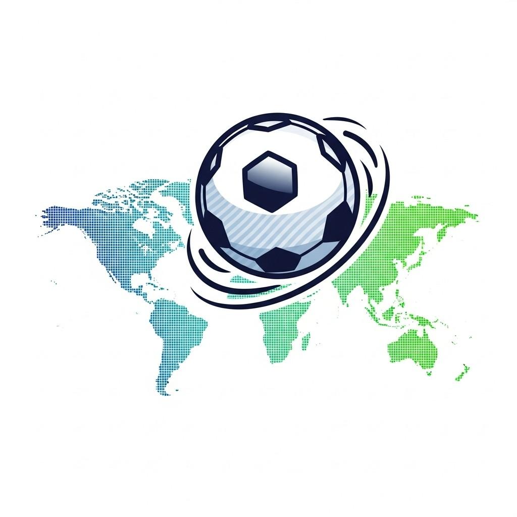 Icon showing a football combined with a world map